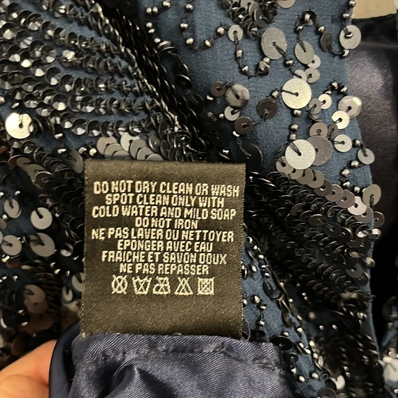 Aidan Mattox blue and black sequin cocktail dress - Picture 8 of 10